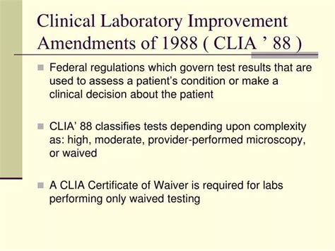 Federal Register :: Clinical Laboratory Improvement Amendments .